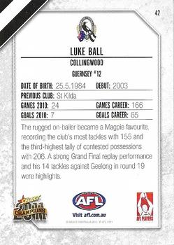 2011 Select AFL Champions #42 Luke Ball Back